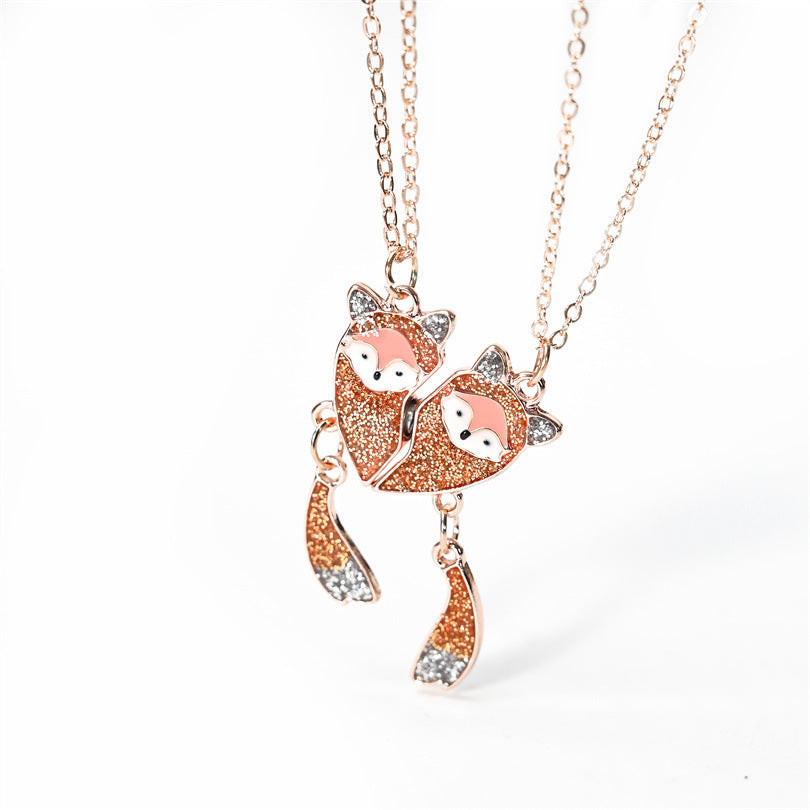 Wholesale Cartoon Cat Fox Avocado Love Stitching Magnetic Necklace